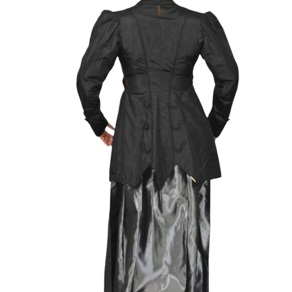Antique Victorian Silk Blazer Jacket Black Coat Handmade Tailored Custom Small - Picture 9 of 16